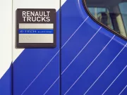 Brand sign on a Renault Trucks E-Tech D truck